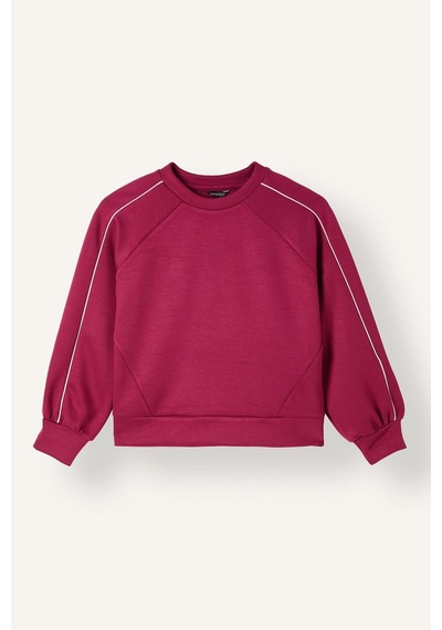 Defacto Bisiklet Yaka Baskılı Sweatshirt Üst Geniş Paça Eşofman Altı 2li Takım Kız Çocuk I1133a826aubr506 Bordo-br506