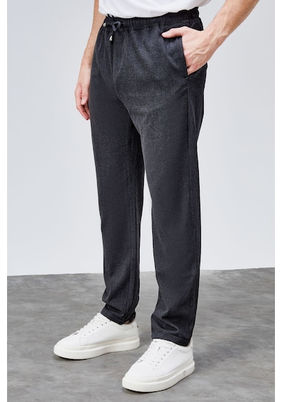 HLT Jeans Erkek Antrasit Relaxed Fit Yandan Cepli Beli Lastikli Bağcıklı Duble Paça Jogger Pantolon Bolt-1995 Antrasit