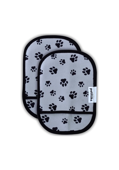 2'li Kedi Köpek Tüy Toplayıcı Eldiven - Kıyafet, Koltuk, Halı İçin Yıkanabilir Temizleme Eldive Siyah / Gri