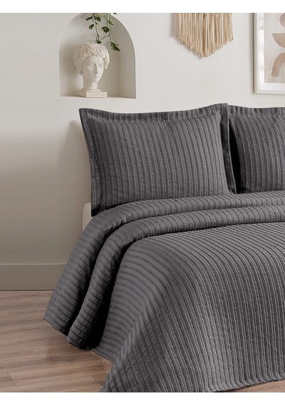 Lena 3 Parça Çift Kişilik Pike Takımı Gri 230 X 240 Cm Gri