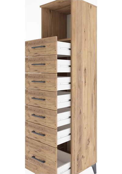 Hyperion Dolap Tek Raflı 7 Çekmeceli 44x44x182 Çam-çam Çam