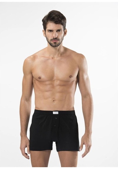 Türen 186 Düğmeli Boxer Ikili Paket-Sıyah - L