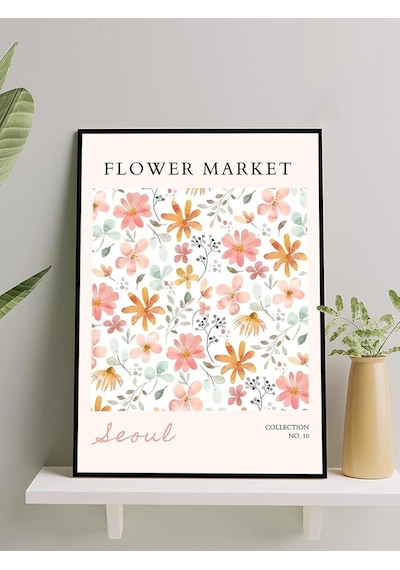 Flower Market Güney Kore Çiçek Pazarı Modern Sanat Çerçeveli Tablo - Çerçeveli Poster