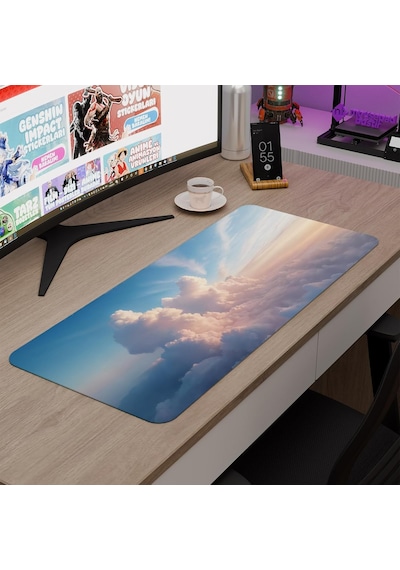 Tr Bulutlar Gaming Mouse Pad Kauçuk Kaymaz Taban Mousepad V2, 70x30 Xl