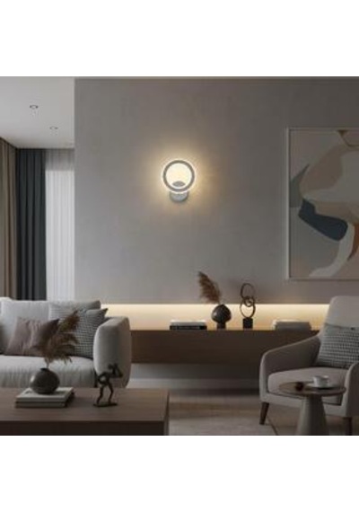 Halka Kristal Taşlı Ledli Aplik Krom