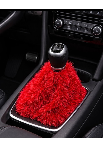Peluş Vites Körüğü Kırmızı, Yumuşak Dokulu Vites Aksesuarı Kırmızı