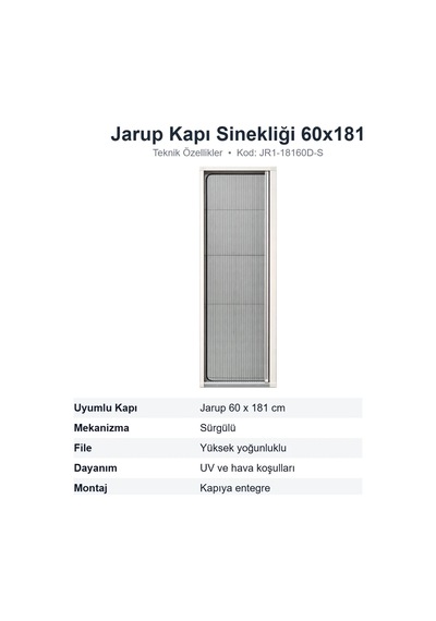 Jarup Karavan Kapı Sinekliği 60x181 Cm Kapı İçin Jr1-18160d-s