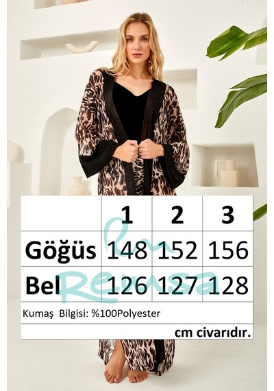 Lapieno Mayo Üzerine Tek Pareo Kimono 4824 Leopar Siyah01 Siyah01