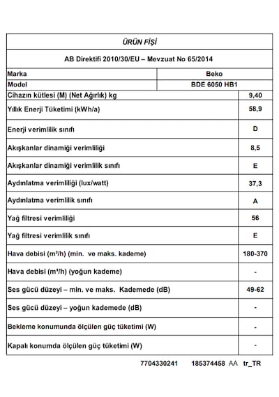 Beko BDE 6050 HB1 Duvar Tipi Davlumbaz