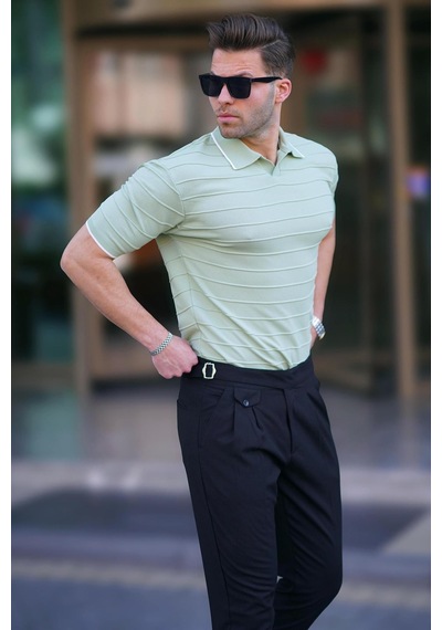 Madmext Mint Yeşili Polo Yaka Erkek Tişört 6894-mint Yeşili Mint