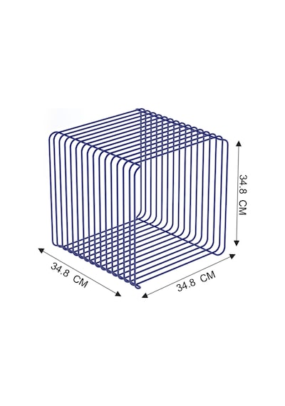 Miami Minimalist Metal Tel Kare Yan Sehpa Modern Küp Yan Sehpa & Modüler Kitaplık Dergilik Kobalt Mavi