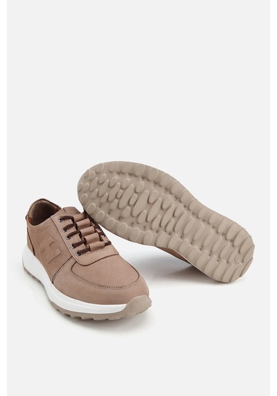 Yaya Erkek Bej Nubuk Deri Bağcık Detaylı Sneaker