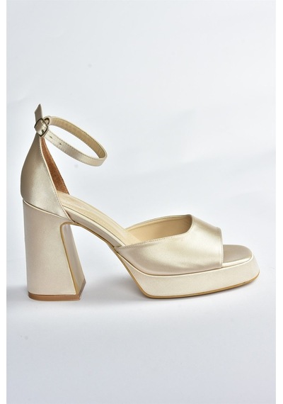 Fox Shoes Ten Saten Kumaş Kalın Platform Topuklu Kadın Ayakkabı M (546768652)