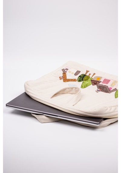 Laptop Çanta Patchwork Krem