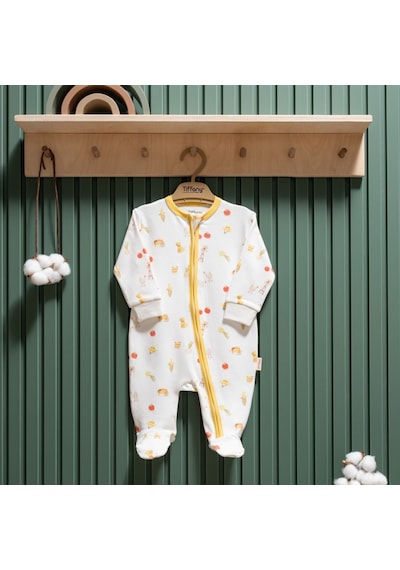 Tiffany Baby & Kids Tiffany Baby Strawberry Organik Theme Fermuarlı Tulum 45040 Ekru