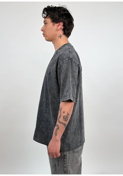 Zaee Nakışlı Oversize Tişört Füme