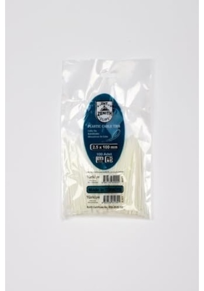 2,5x100 Beyaz Kablo Bağı & Plastik Kelepçe & Cırt Kelepçe 100 Adet Paket