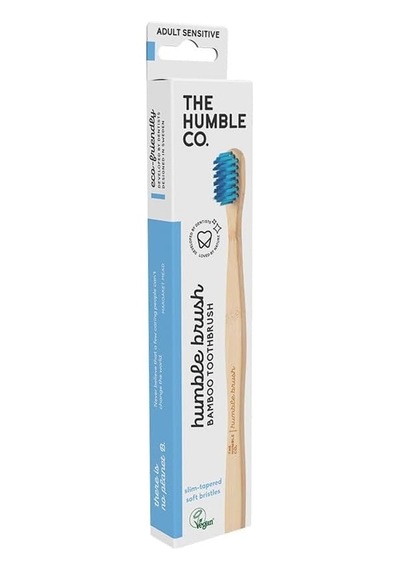 The Humble Co. Co Bambu Diş Fırçası Yetişkin Sensitive Ultra Yumuşak Mavi Açık Ahşap