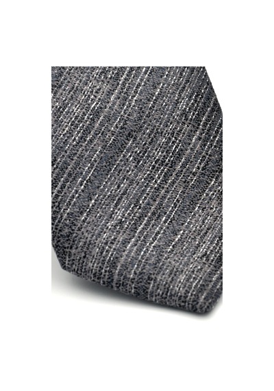 Gaffy Gri Kırcıllı Desenli Füme Dokuma Kumaş Mendilli Slim Fit Kravat // Sdk-2501-3 Füme