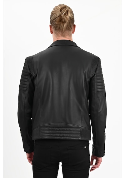 Alin Echo Siyah Biker Deri Ceket-Siyah