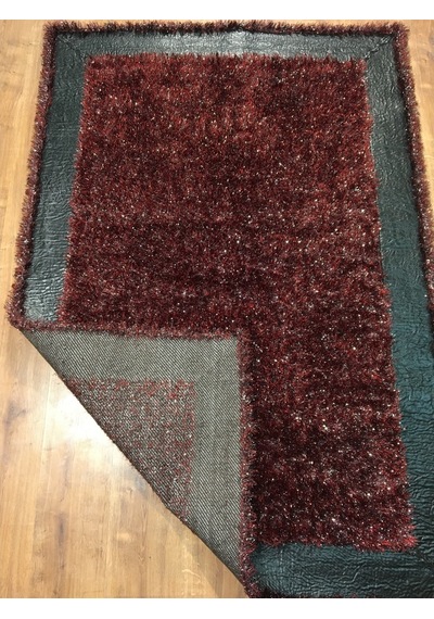 Saray Halı Simli Deri 125X180 Kırmızı Derili Simli Halı !