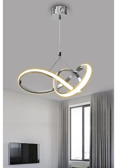 3 Renk Krom Modern Sarkıt Led Avize 3 Mod Krom