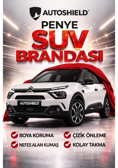 Citroen C4 Cactus Penye Suv Araç Brandası Kalın Kumaş Garaj Brandası Oto Araç Koruma Örtüsü Kırmızı