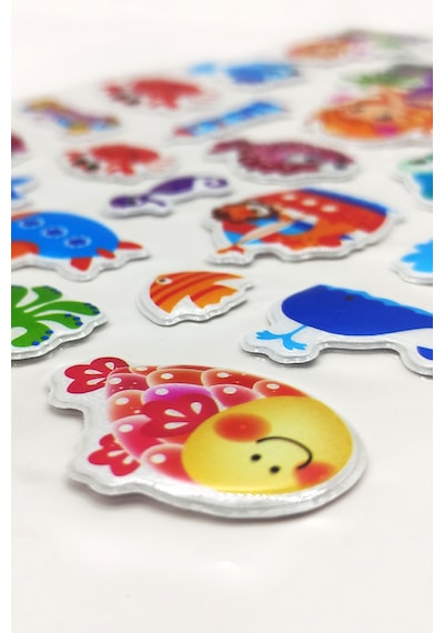 Sticker Kabartmalı A4 Boyutunda Stiker Defter, Planlayıcı Etiket - Lim010 - Sevimli Balıklar