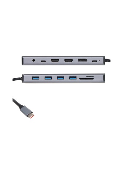 Vcom Cu4706 Type-c To Hdmı-2+dp+usb3.0-3+type C+usb2.0+rj45+sd2.0+tf2.0+pd+dc 3.5mm 13 İn 1 Çevirici