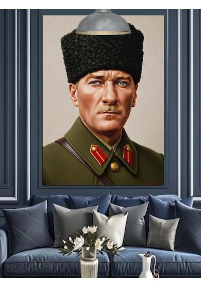Mustafa Kemal Atatürk Askeri Portresi Dekoratif Kanvas - Mdf Ahşap Tablo
