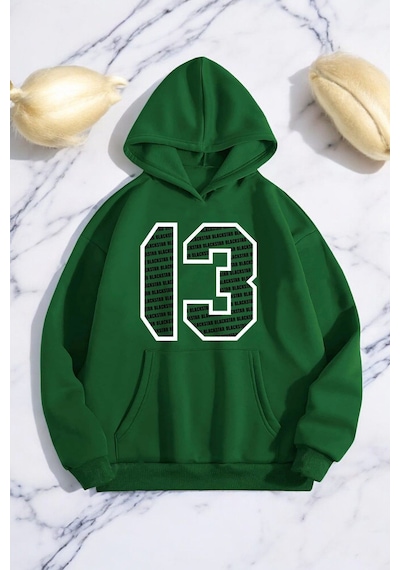 Uyguntarz Blackstar 13 Baskılı Unisex Oversize Sweatshirt Yeşil