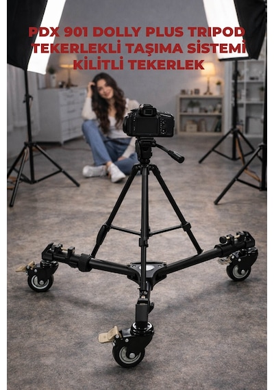 Pdx, 901 Dolly Plus Tripod Tekerleği Profesyonel Video Kamera Sabitleyici Ve Hareket Sistemi
