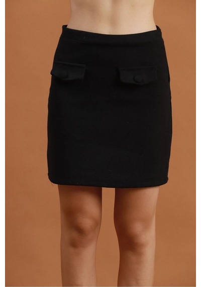 Verymoda Diz Üstü Etek F1283 Siyah