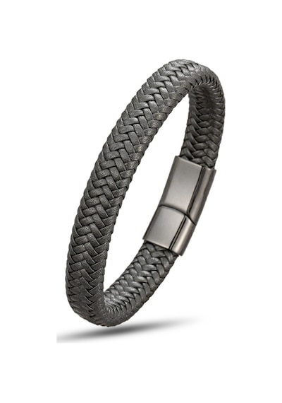 Brezza Lusso Jewelry Hakiki Deri Mısır Örgüsü Çelik Erkek Bileklik