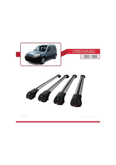 Citroen Berlingo 2003-2008 Arası İle Uyumlu Ace-1 Ara Atkı Tavan Barı Gri 4 Adet Bar