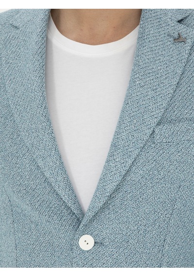 Cacharel Aqua Slim Fit Keten Karışımlı Ceket Mavi