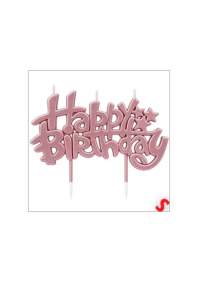 Happy Birthday Doğum Günü Pasta Mumu, 11 Cm - Pembe