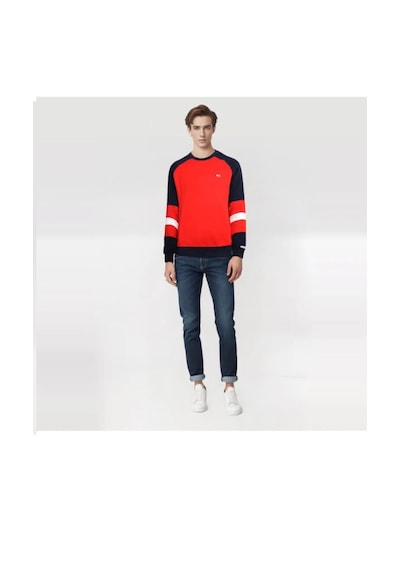 Tommy Hilfiger Erkek Sıfır Yaka Pike Kumaş Sweatshirt Kırmızı