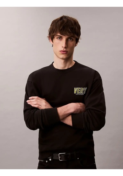 Calvin Klein Premıum Fleece Logo, Ub1 Siyah Erkek Sweatshirt