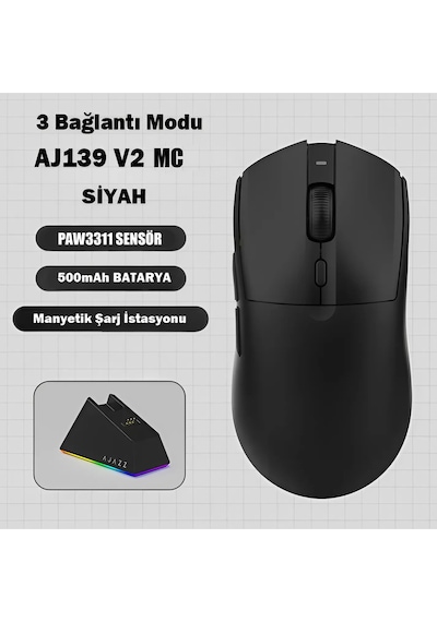 Aj139 V2 Mc 24.000 Dpı Paw3311 Ultra Hafif 3 Modlu Oyuncu Mouse - 500mah Batarya Diğer