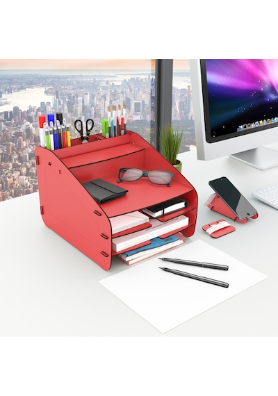 Design Otto Fx Medium Modest 6 Renk Evrak Rafı Masaüstü Organizer Beyaz