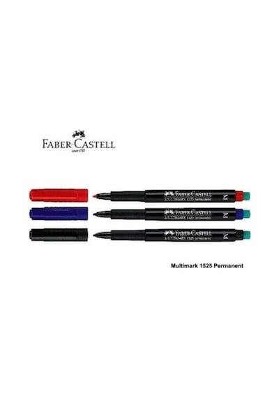 Faber Castell 1523 Asetat Kalemi M 3'lü Set Siyah-kırmızı-mavi Çok Renkli