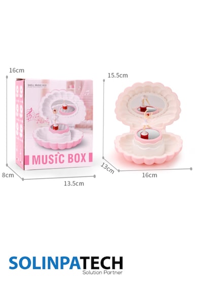 Pembe Balerinli İstiridye Kabuk Takı Ve Hediyelik Müzik Kutusu