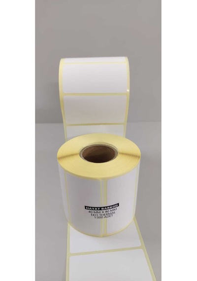 40x80 Eko Termal Etiket 1 Rulo 1000 Adet /40 Kuka Ribonsuz Baskı Alınır Diğer