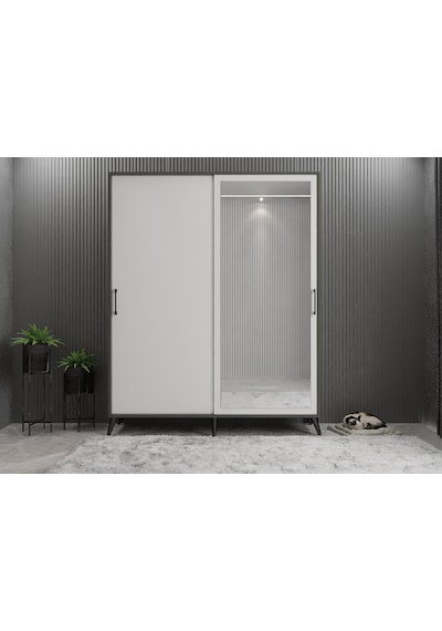 İmaj Sürgülü Portmanto Vestiyer Füme Beyaz - Montaj Dahil 140 Cm