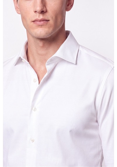 Slim Fit İtalyan Yaka %100 Pamuk Saten Düz Beyaz Gömlek Gk 759