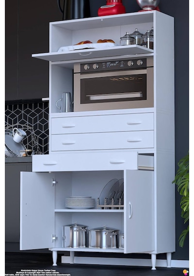 Vario 100 Cm Çok Amaçlı Mutfak Bakliyat Ve Kahve Köşesi Organizer Modülü- Fırın Uyumlu 100x194x32cm Beyaz Vario 100 Cm Çok Amaçlı Mutfak Bakliyat Ve Kahve Köşesi Organizer Modülü- Fırın Uyumlu 100x194x32cm Beyaz