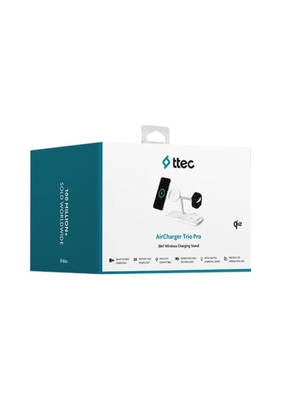 Ttec 2KS37B Aircharger Trio Pro Qi2/Magsafe Özellikli 15W Apple Uyumlu iPhone/Android Özellikli 3’Ü 1 Arada Şarj Standı