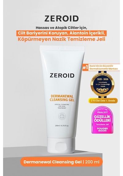 Hassas Ve Atopik Ciltler İçin Köpürmeyen Nazik Temizleme Jeli Zeroıd Dermanewal Cleansing Gel