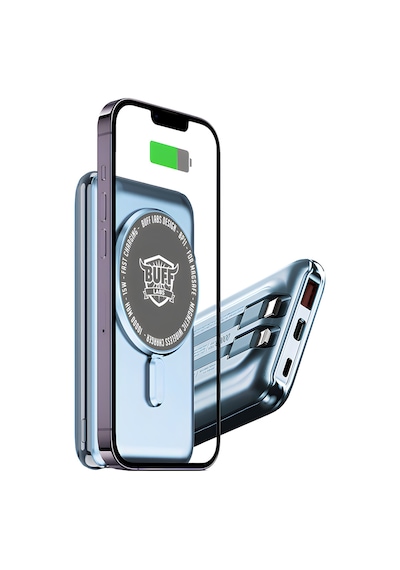 Buff Bp11 10000mah Magsafe Uyumlu Dahili Kablolu Powerbank Mavi